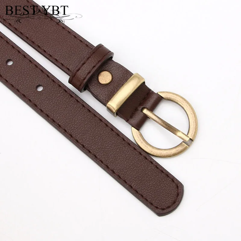 

Best YBT Women Imitation Leather Belt Alloy Pin Round Buckle Belt Slim Dress Outdoor Decoration Retro Fashion Casual Women Belt
