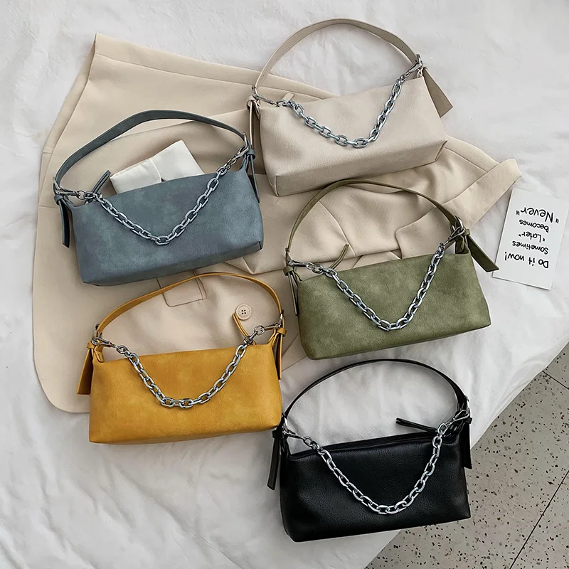 

Female PU Leather Chain Designer Shoulder Bags For Women 2021 New Luxury Trend Handbags And Purses Branded Tote Bags Bolsos Sac