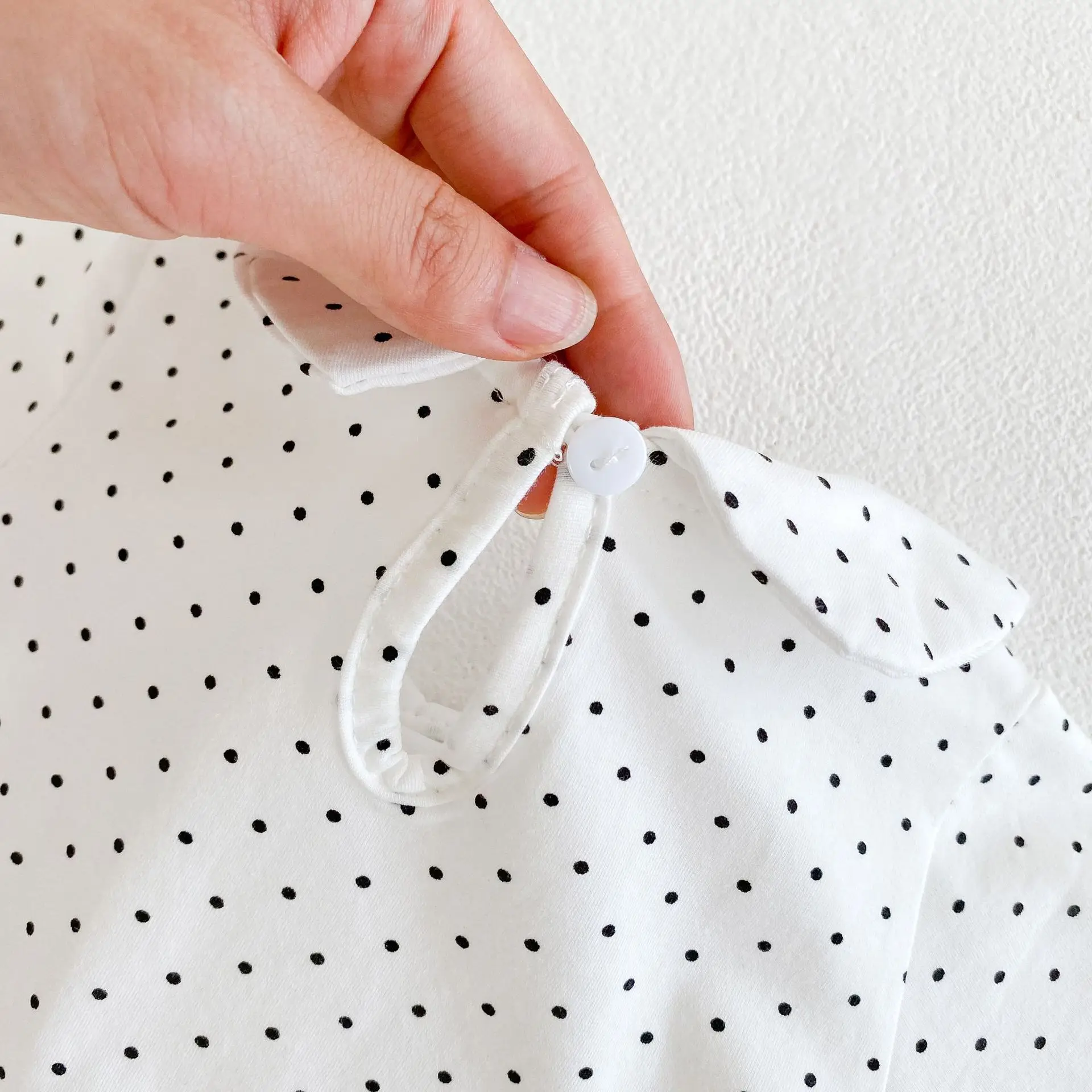 Peleles adorables para ni&ntilde;as peque&ntilde;as, Mono de algod&oacute;n de manga corta con cuello de p&eacute;talo para reci&eacute;n nacidos, ropa de una pieza-3
