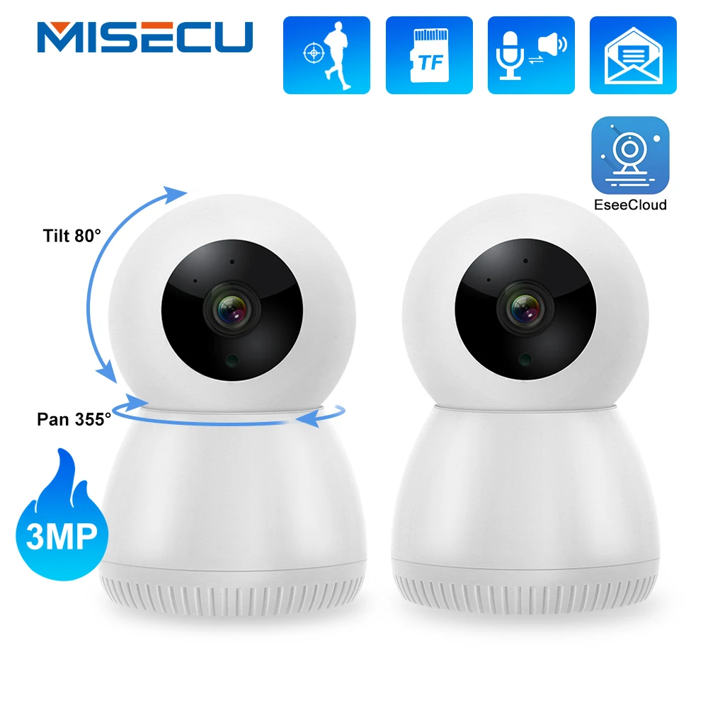 

IP-камера MISECU 3 Мп с Wi-Fi, беспроводная камера наблюдения с двухсторонним аудио и ии, видеоняня, камера наблюдения с сигнализацией