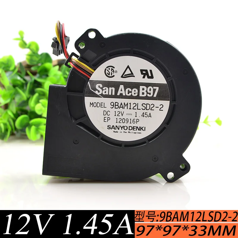 4-проводной вентилятор охлаждения сервера Sanyo Denki 9BAM12LSD2-2 DC 12 В 1,45a 97x94x33 мм