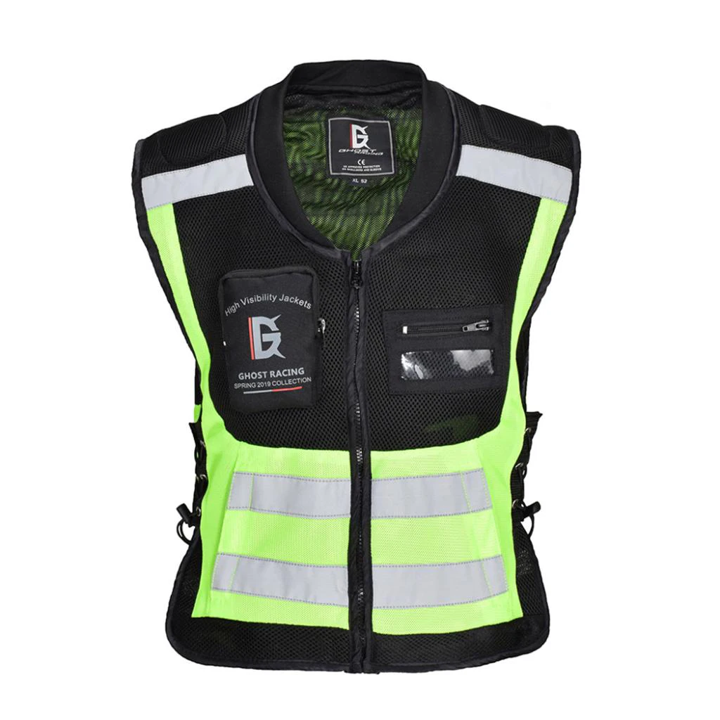 

Hi-Vis Reflective Motorcycle Vest Adjustable Waistcoat Commuting Jacket