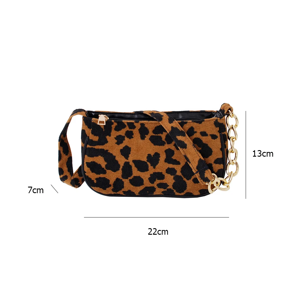 

Fashion Leopard Pattern Chain Belt Purse Elegant Lady Vintage Soft Plush Street Shoulder Bag Casual Travel Shopping Handbags