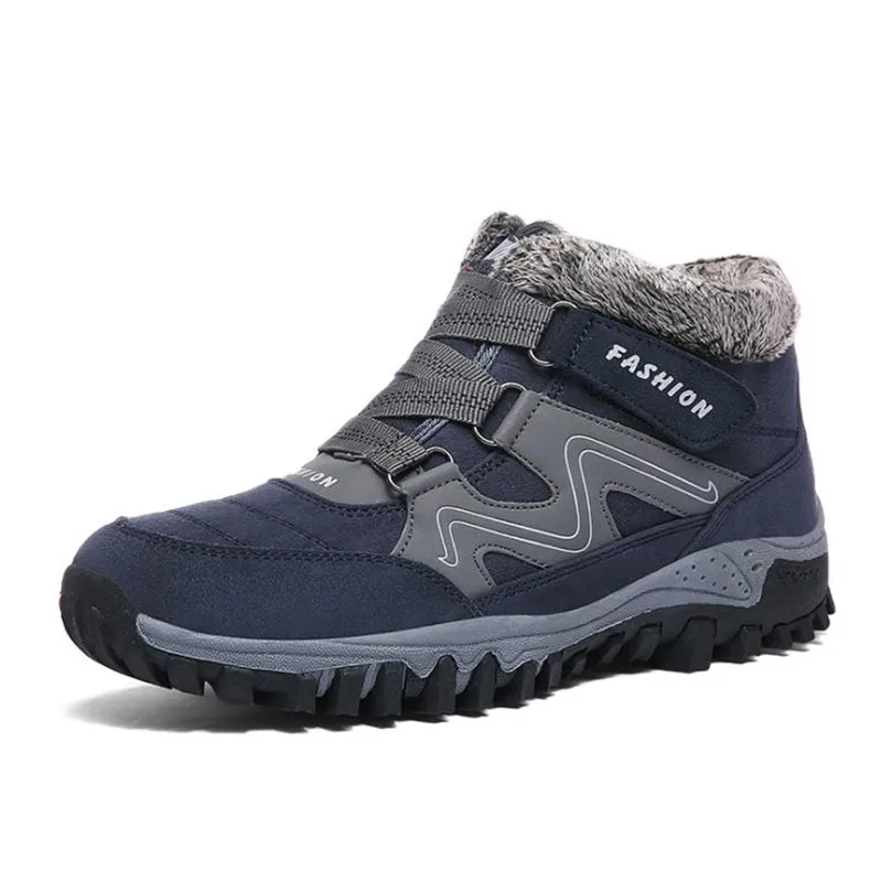 navy men COSMAGIC/Новинка года; зимние женские нескользящие треккинговые кроссовки для мужчин; походные мягкие зимние ботинки; Теплая Повседневная обувь на платформе с мехом и плюшем внутри - Цвет: navy men