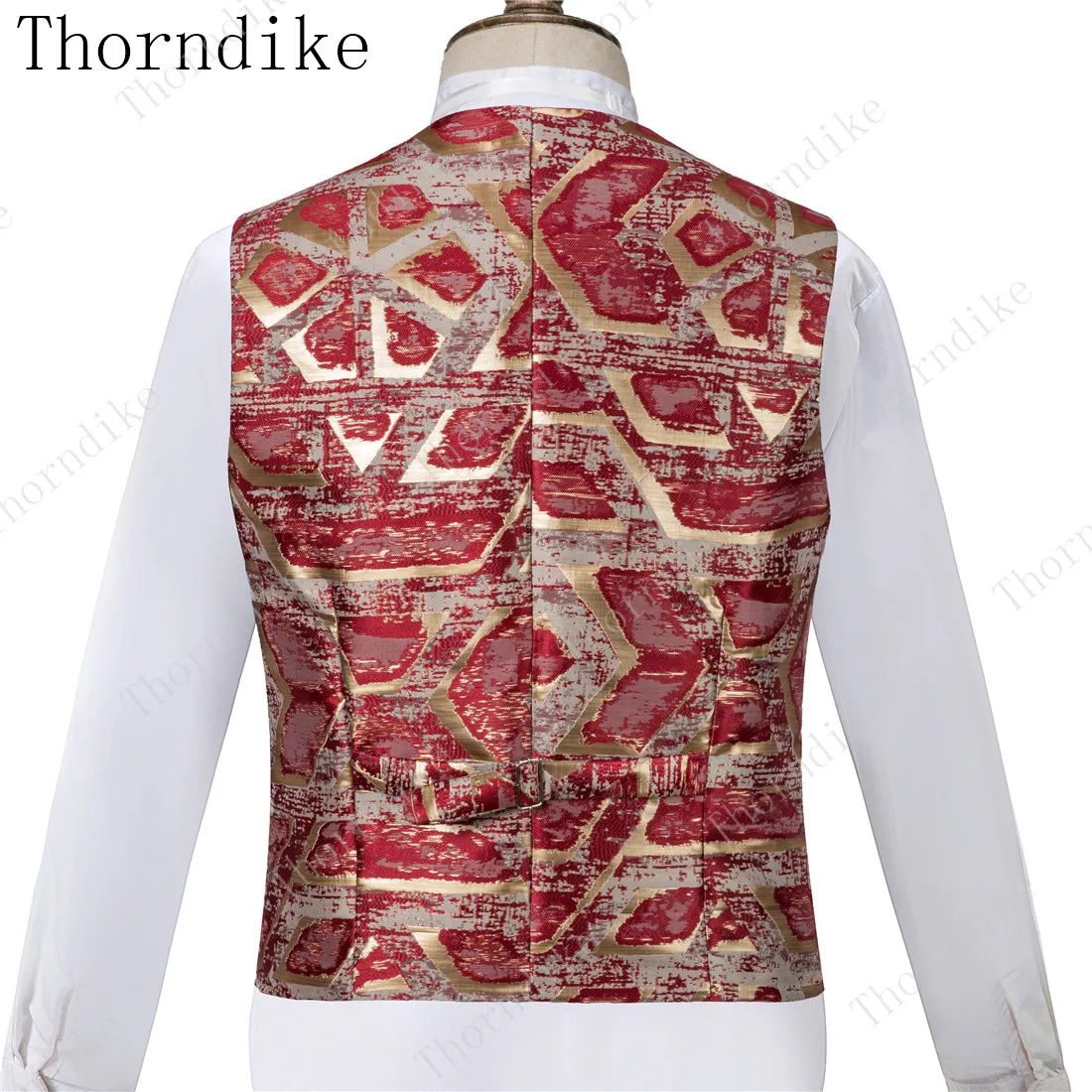 

New Man Fashion Red Gold Jacquard Eye-catching High Quality Party Blazer+Pants+Vest Suits Male Casual Slim Blazer Coat Suit
