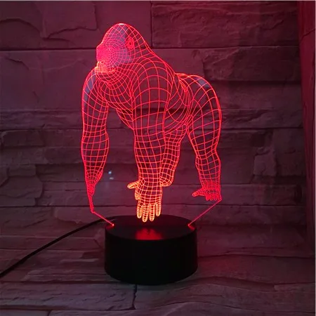 3D Светодиодная лампа в виде животных орангутанга гориллы шимпанзе с USB 7 цветов