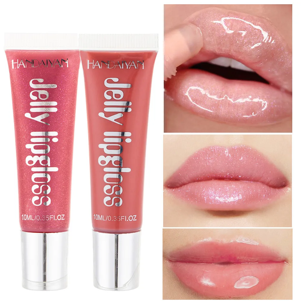 

2021Moisturizing Gloss Plumping Lip Gloss Lip Plumper Makeup Glitter Nutritious Liquid Lipstick Cherry Jelly Oil Clear Lip Gloss