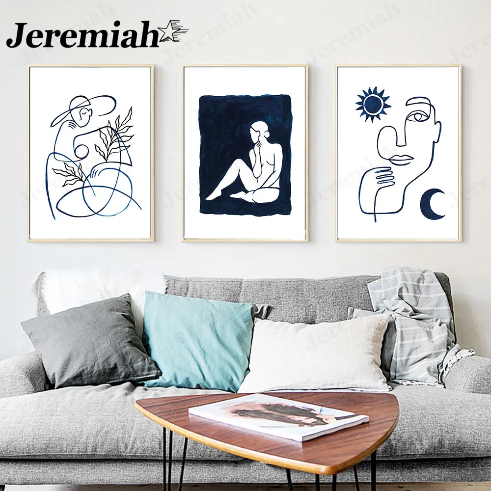 

Modern Black and White Line Canvas Poster Abstract Figure Outline Picture Print Nordic Wall Artist Home Decoration Frameless