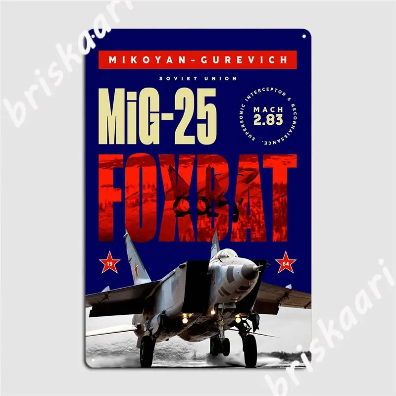 

Металлический фотоплакат Mig 25 Foxbat, украшение для клуба, бара, клуба, дома, Классический жестяной плакат