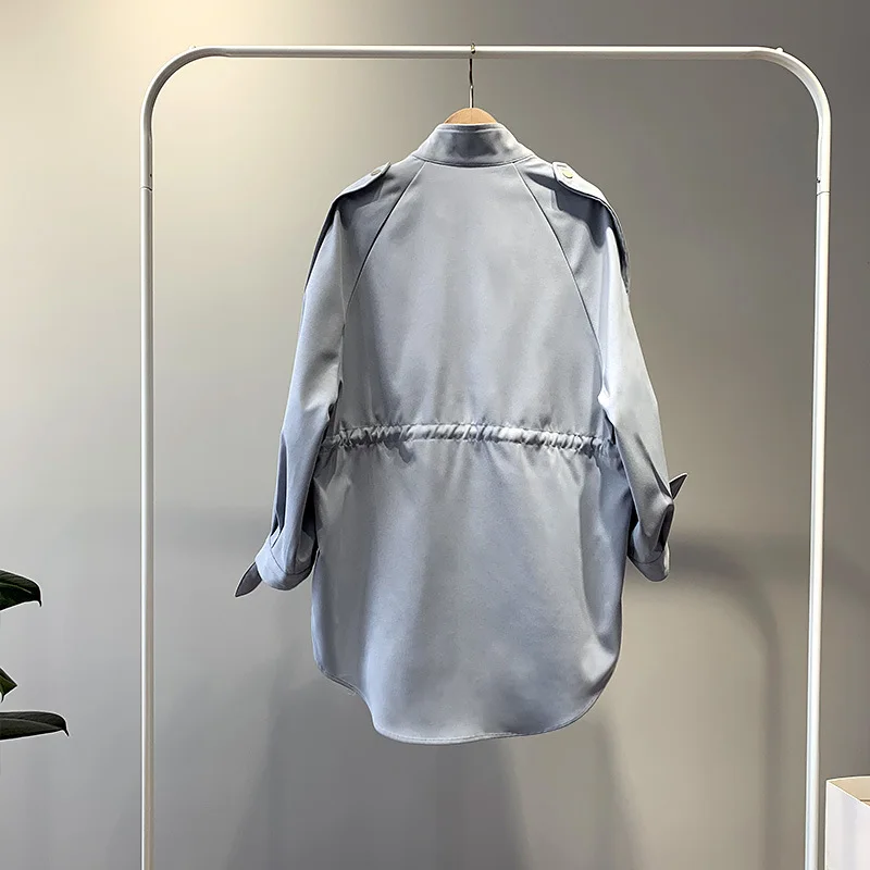 Тренч Женский в Корейском стиле однотонный короткий высокого качества для осени