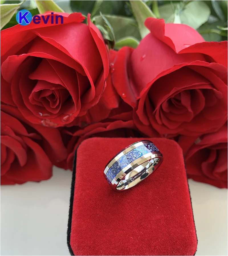 Женские обручальные кольца Engagemnet вольфрамовые мужские с ярким метеоритом и