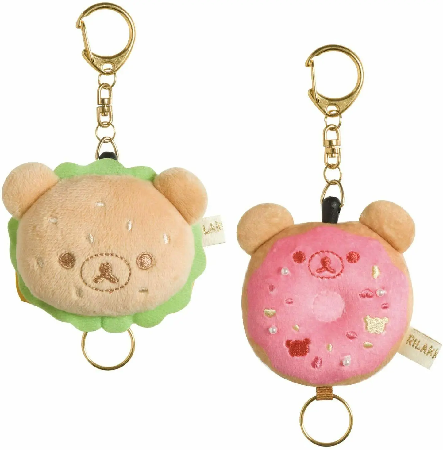 New Cute Rilakkuma Korilakkuma Hamburger Donuts Plush Stretch Keychain Small Pendant 7CM Kids Stuffed Toys For Children Gifts