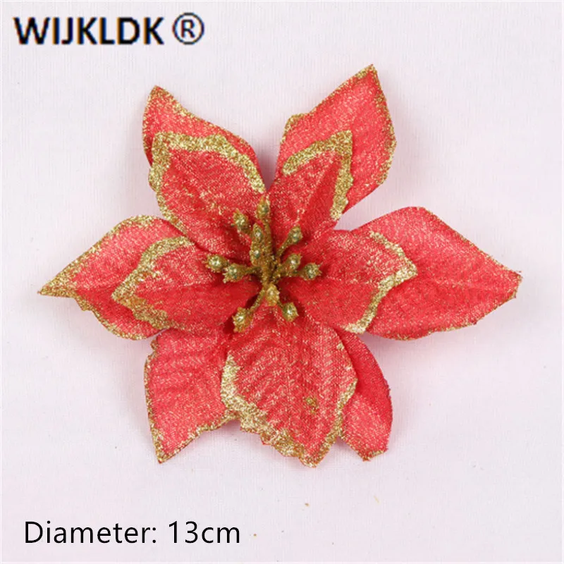 Рождественское украшение 5 шт. блестящий искусственный цветок Рождественская