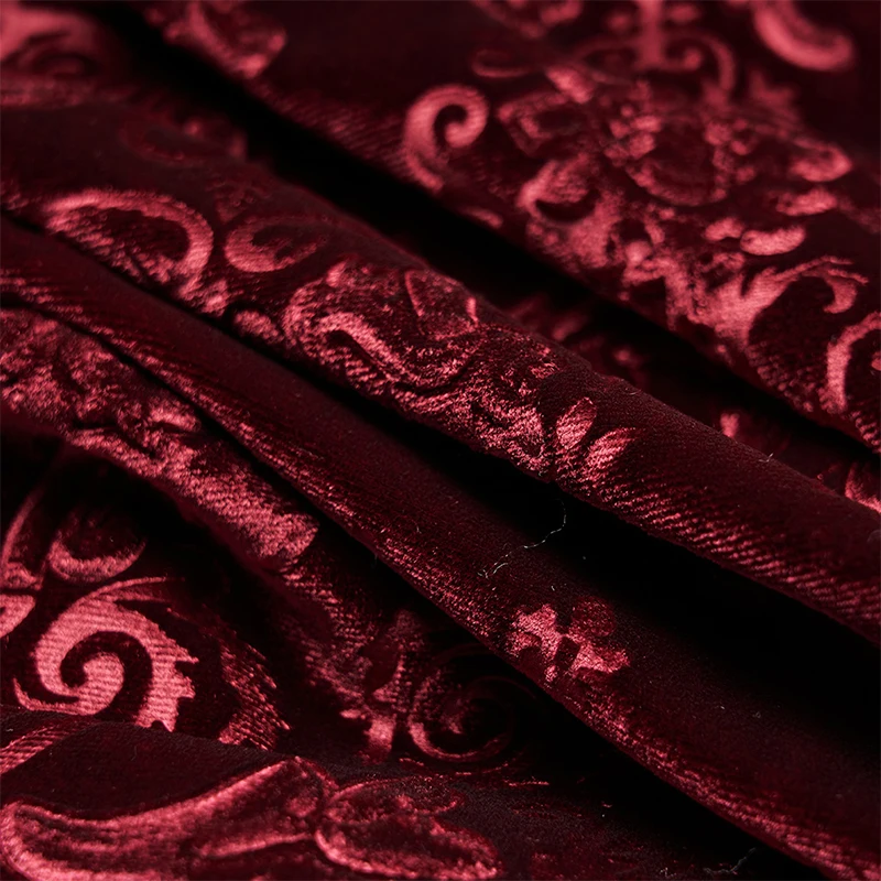 

PUNK RAVE Women's Gothic Victoria Gorgeous Court Embossed Velvet Long Skirt Retro Asymmetrical Hem High Waist Women Skirts