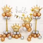 Золотые шары из фольги с короной принцессы для первого дня рождения, 1 шт., Вечерние Декорации для фотосессии