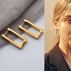 Новая мода из нержавеющей стали, легированной титаном, простые серьги в виде колец, панковские геометрические прямоугольный корейский Золотые Ювелирные серьги для женщин 2021