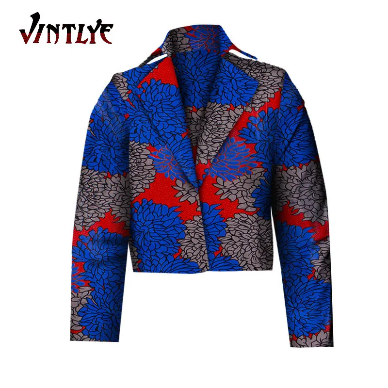 Women Floral Print Jacket African Clothing Dashiki for Lady Long Sleeve Short Top Hip Hop Punk Coat Large Size WY632 | Тематическая
