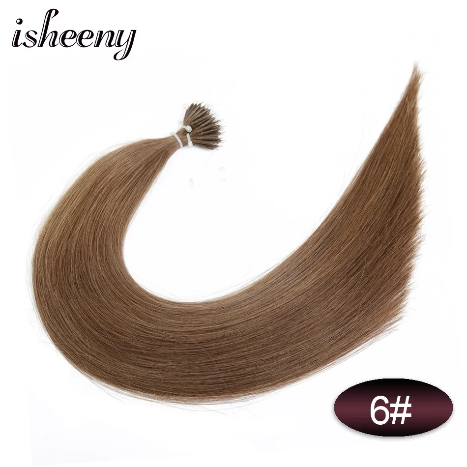 #6 Isheeny 1" 18" 2" волосы Remy для наращивания с микро-бусинами в нано кольцах человеческие волосы прямые 9 цветов блонд европейские волосы - Цвет: #6
