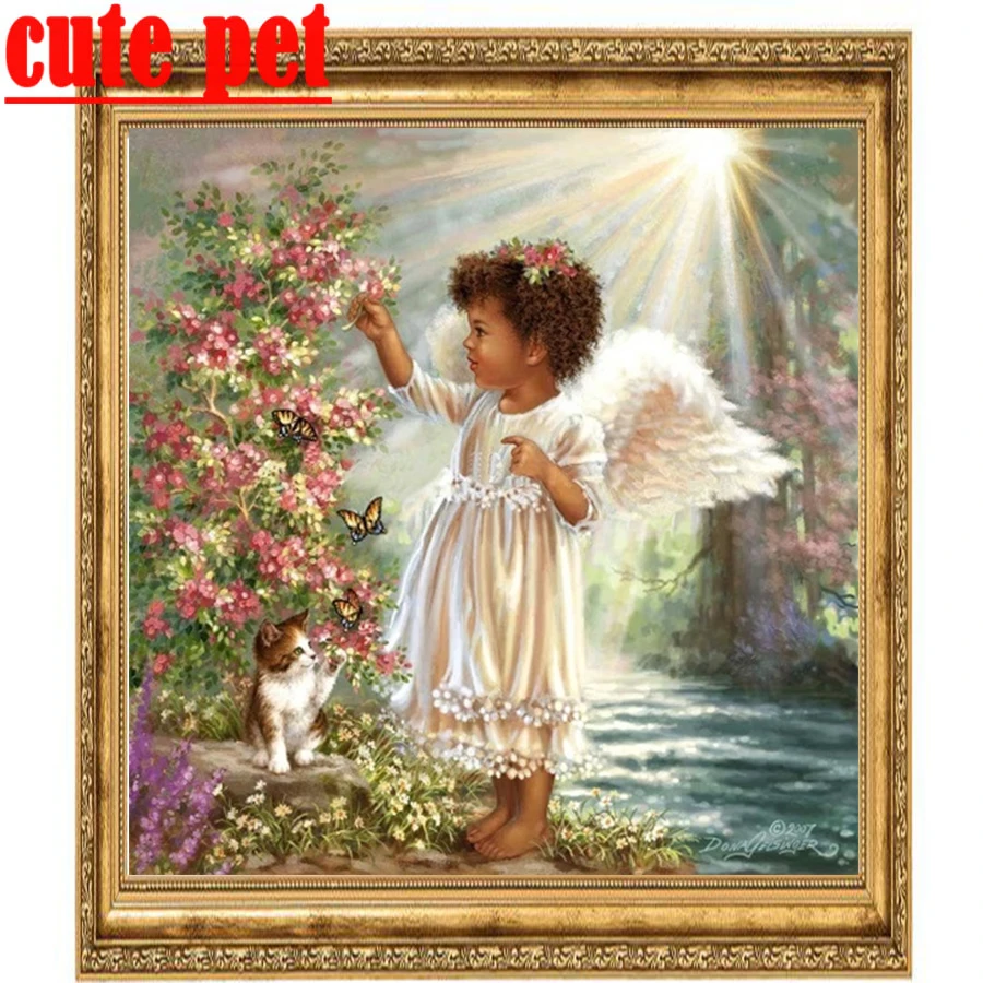 

cute pet 5d mosaicDiy art embroidery Child angel Diamond Painting full diamond home wall decoration inlaid diamond oil painting