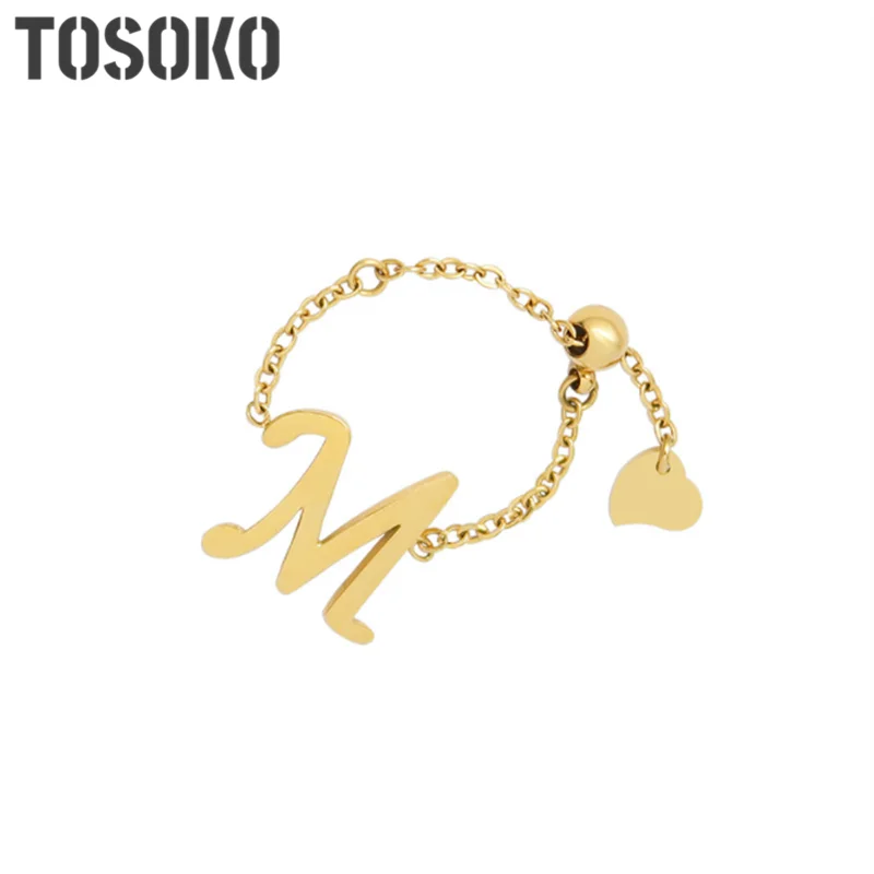 TOSOKO из нержавеющей стали ювелирные изделия простой M-цепочка с сердцем