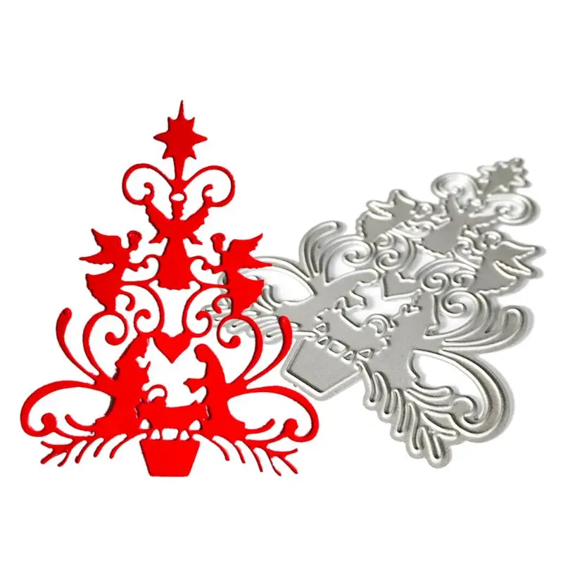 Фон с рождественской елью металлический Трафаретный вырубной штамп трафарет для