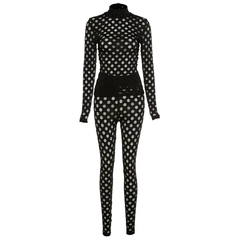 

Yoga Set 2PCS Women Workout Sportswear Gym Clothing Sexy See-through Mesh Hole Tight-fitting Breathable Leggings Dropshipping