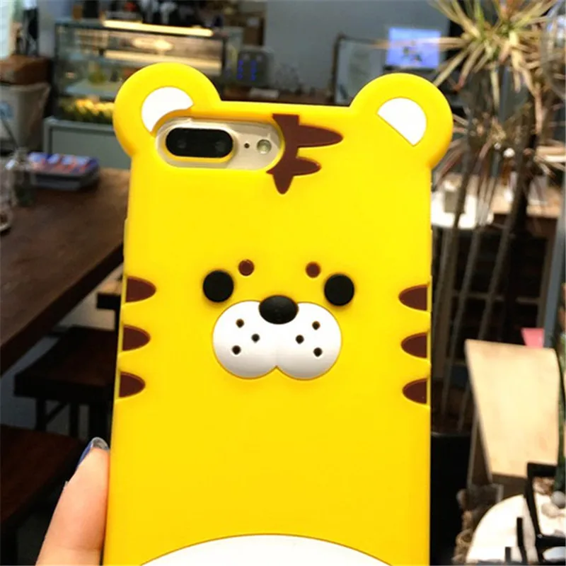 Роскошный 3D милый мультяшный Тигр Розовый Свинья чехол для iPhone 6 6S 7 8 Plus