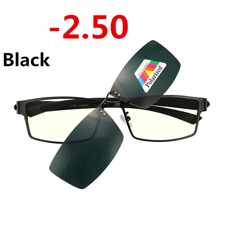 black-2.50 Клипса солнцезащитные очки из нержавеющей близорукости очки для компьютера мужские очки с прозрачными защитными стеклами очки анти синий луч Оправа очков-1,0 очки-1-2-3 - Цвет оправы: black-2.50