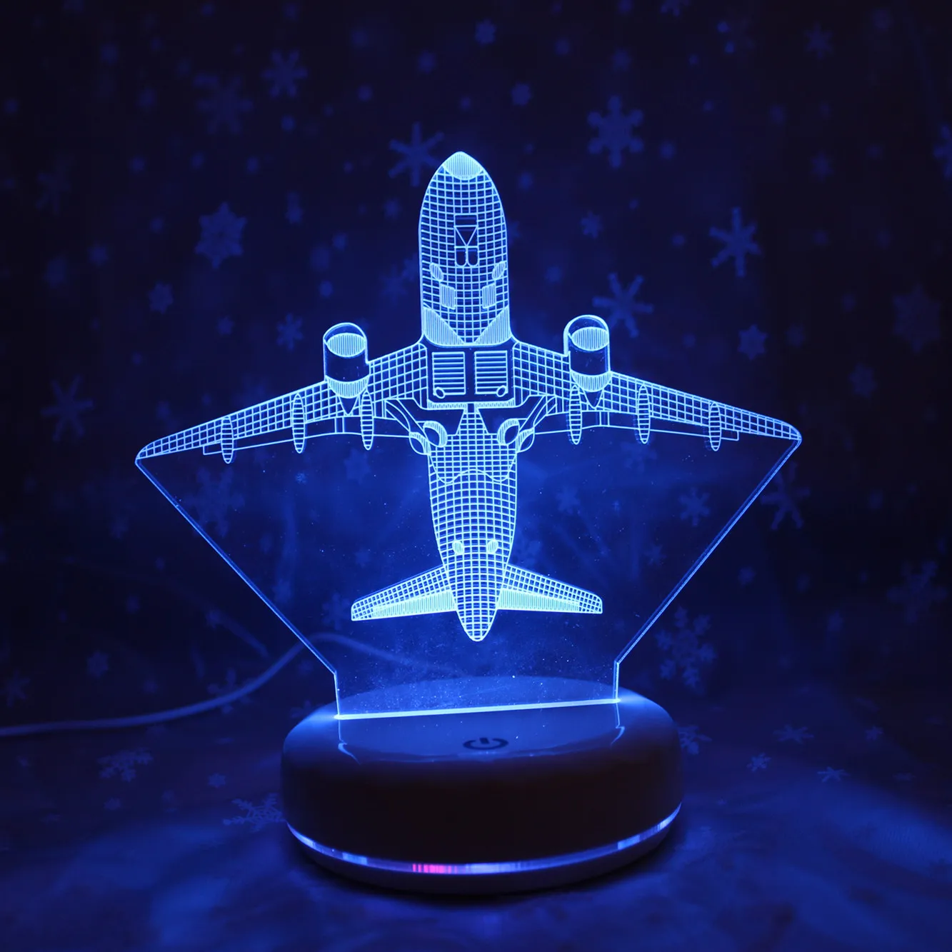 

3D светильник для самолета, 7 цветов, изменение сенсорного экрана, светодиодная настольная лампа, акриловый самолёт, USB ночсветильник, лампа н...