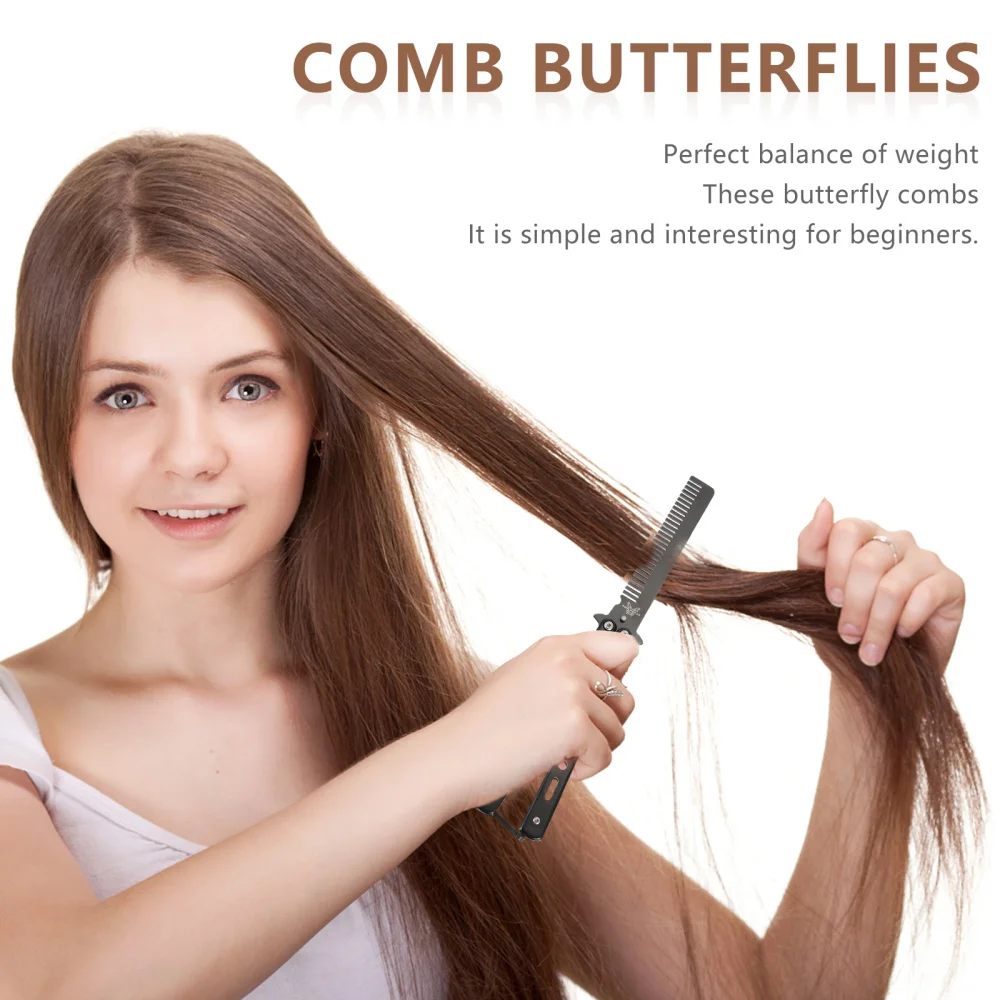 

2pcs Butterflies Combs Stainless Steel Folding Training Combs Hair Styling Tool