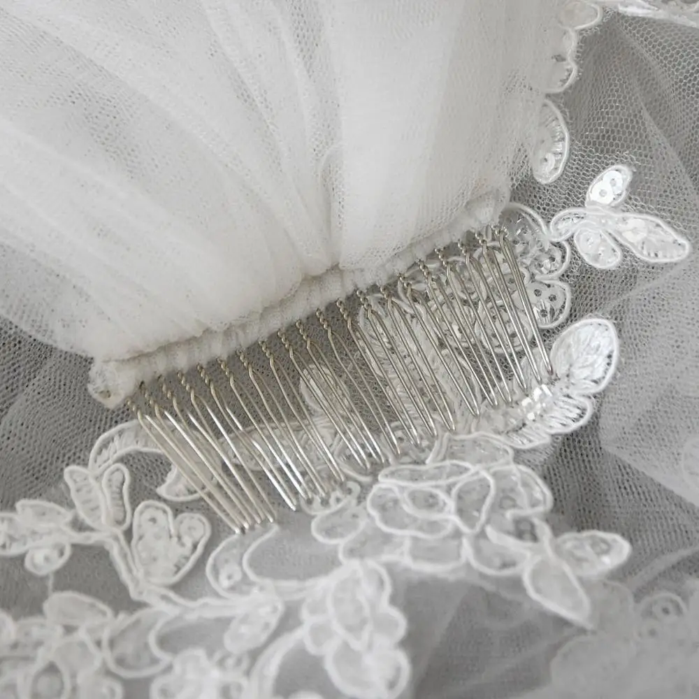 Фата свадебная с гребнем элегантная Мягкая сетчатая для невесты свадебные
