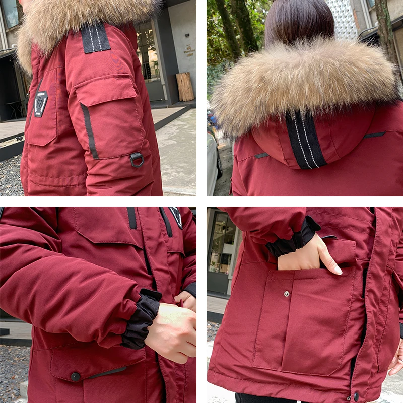 

Women Winter Parka Hooded Long Jacket 2020 Safari Style with Fur Collar Korean Thick Coat Femme Warm Outwear Chamarras De Mujer
