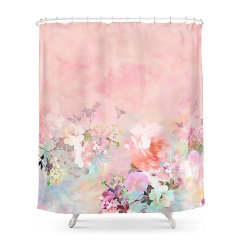 Стильные современные занавески с эффектом омбре для ванной комнаты румяна