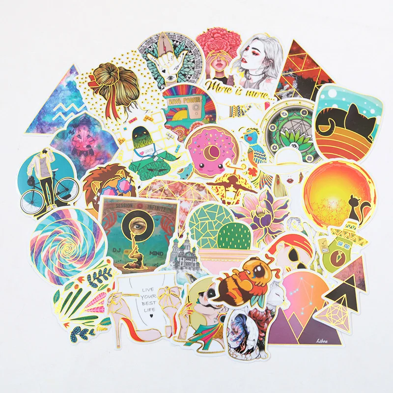 

9 Styles Cartoon Graffiti Stickers Small Fresh Outdoor Hot Stamping Sticker For Laptop Case Laptop Skateboard Luggage Guitar F3