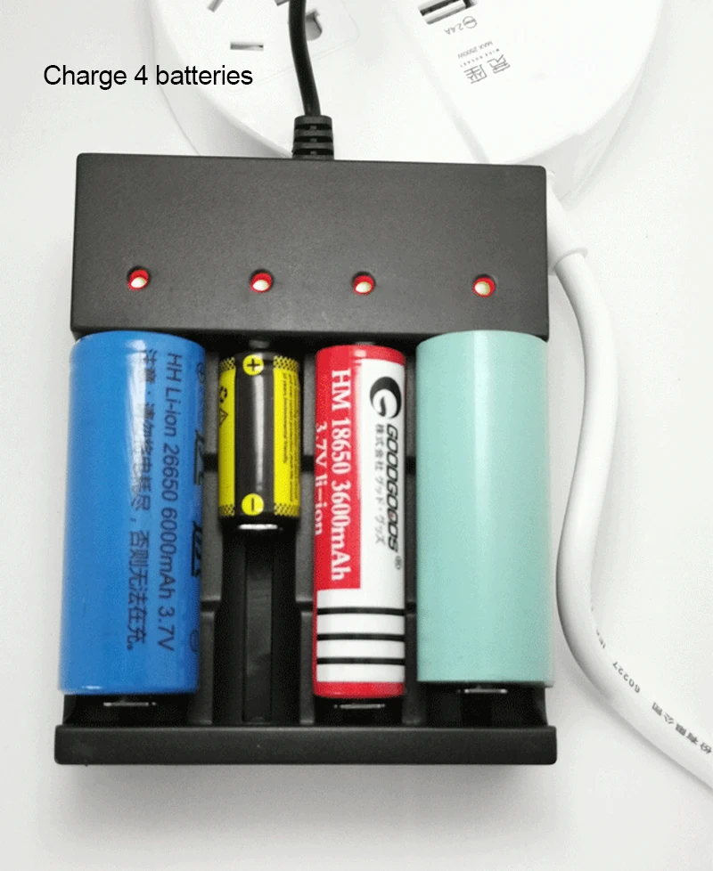 PUJIMAX 18650 battery charger LED 4slots Smart charging 26650 21700 14500 26500 22650 26700 Li-ion Rechargeable Battery | Электроника