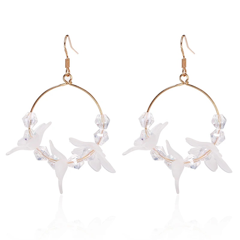 Корейские акриловые серьги кристалл геометрический круг цветок для женщин 2021