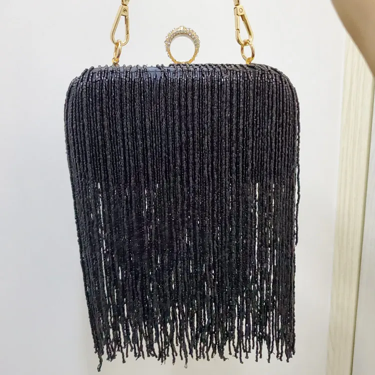 Women Tassel Fashion Ladies Clutch Bag Shoulder Handbags Female Party Wedding Evening Bag For Phone Purse