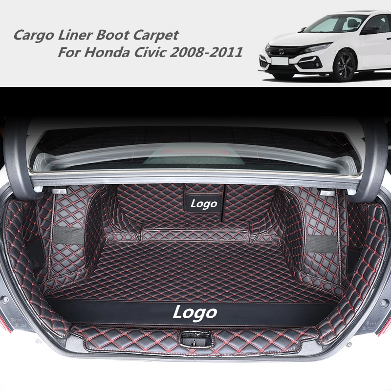 Cargo Liner Boot Carpet For Honda Civic 2008-2011 Rear Trunk Mats Full Surrounded Durable Waterproof Leather Fission Floor |