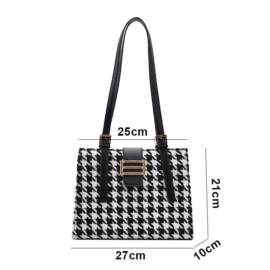 

LUKSUS Ins Hot Vintage Black Brown Houndstooth Flap Bags for Women 2020 New Winter Shoulder Bag Bolsos Para Mujer Sac Femme