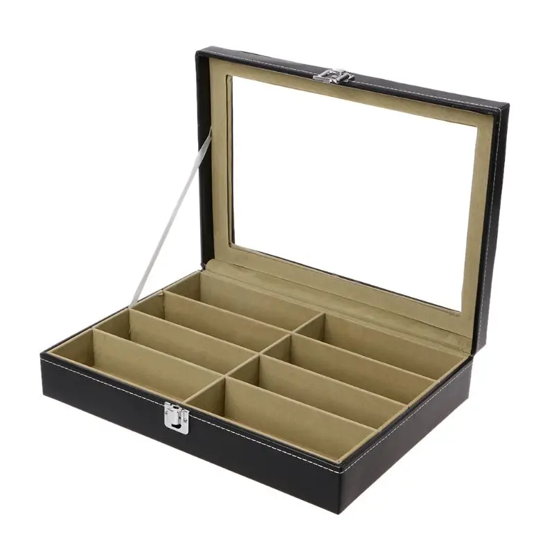 

8 Slots Eyeglasses Sunglasses Faux Leather Storage Organizer Display Case Box D17 20 Dropshipping