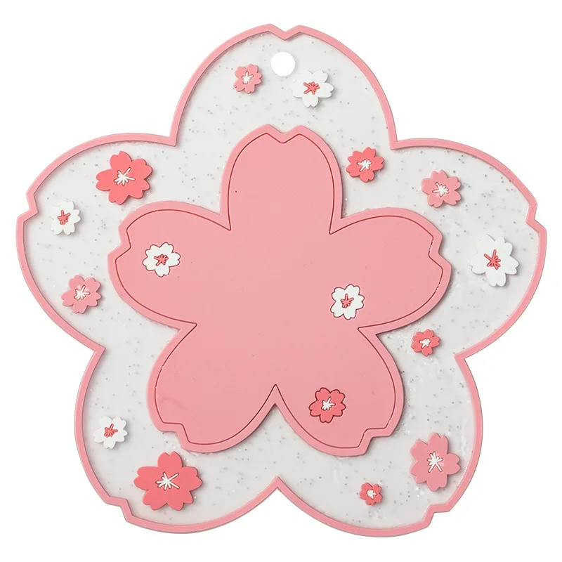

Table Mat Cherry Blossom Insulation Table Mat Home Office Non-slip Coaster Teapot Coffee Mat Table Decoration Ornaments