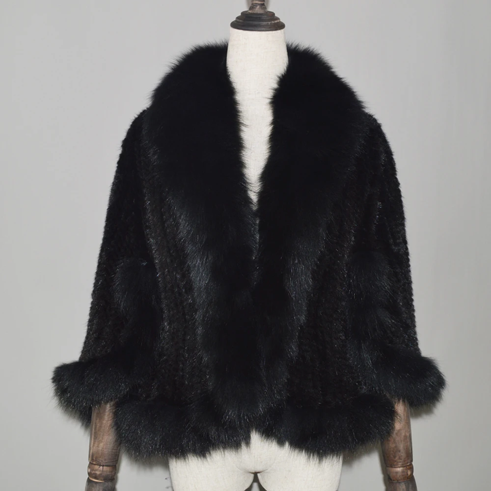 Лидер продаж 2020 натуральный мех норки Пашмина Женское зимнее пончо из