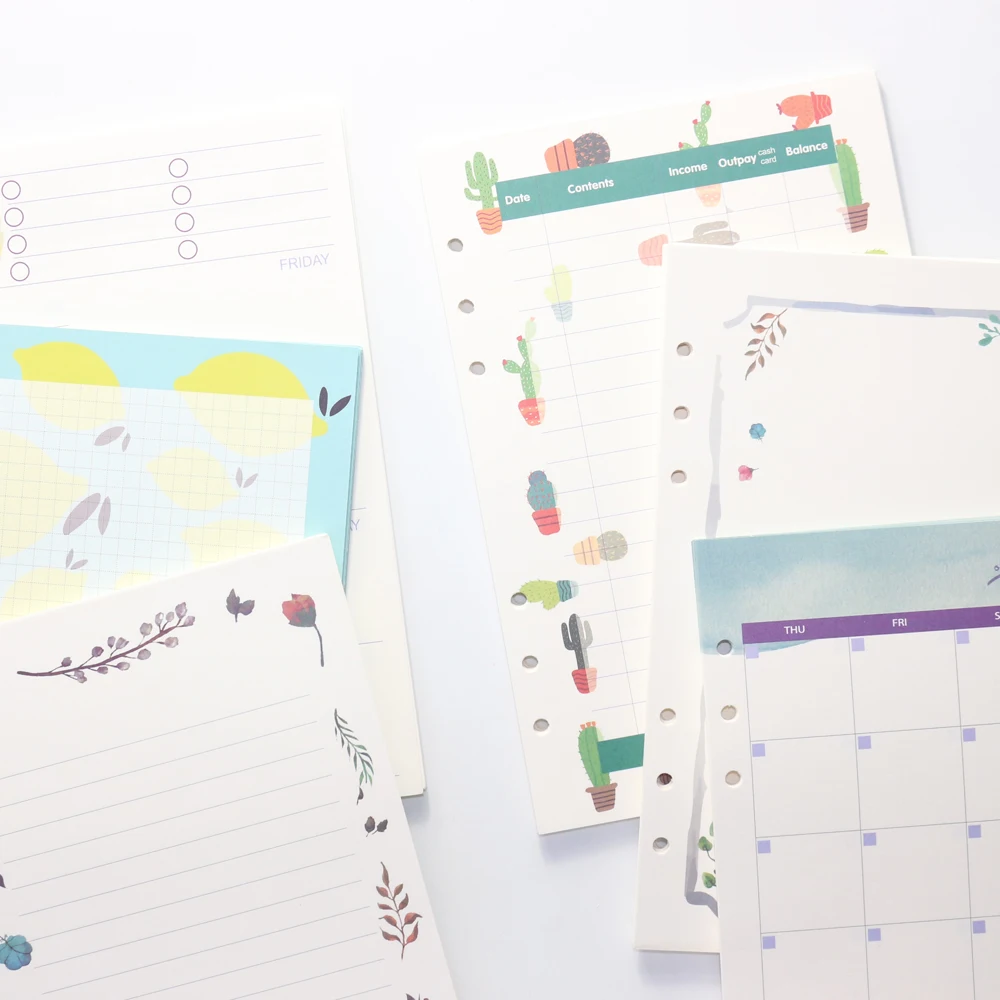 Domikee Мультяшные милые спиральные записные книжки с 6 отверстиями заправка