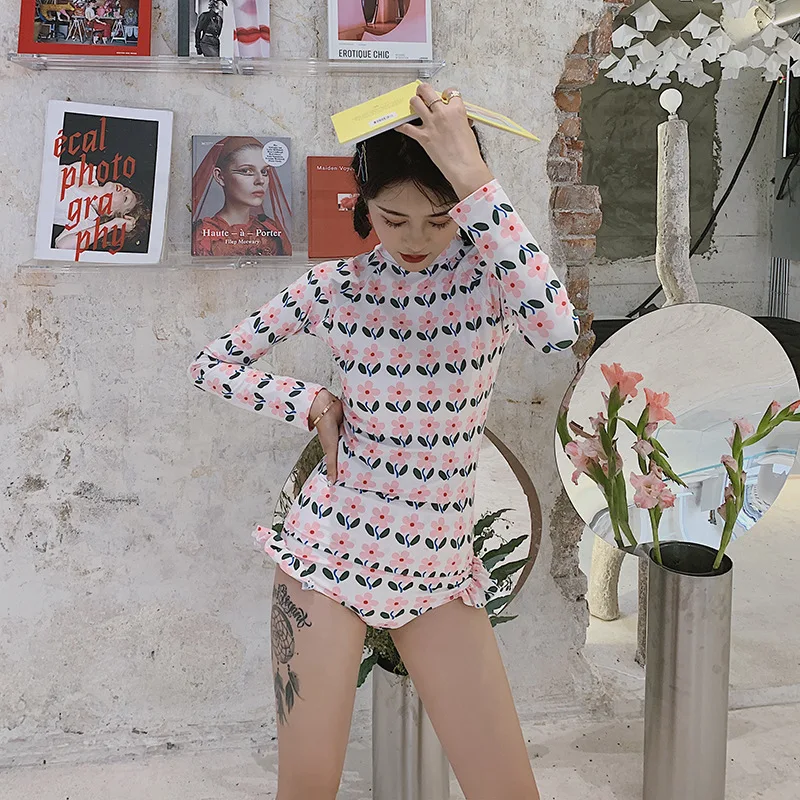 Женский костюм для серфинга корейский купальник Длинные Топы одежда плавания с