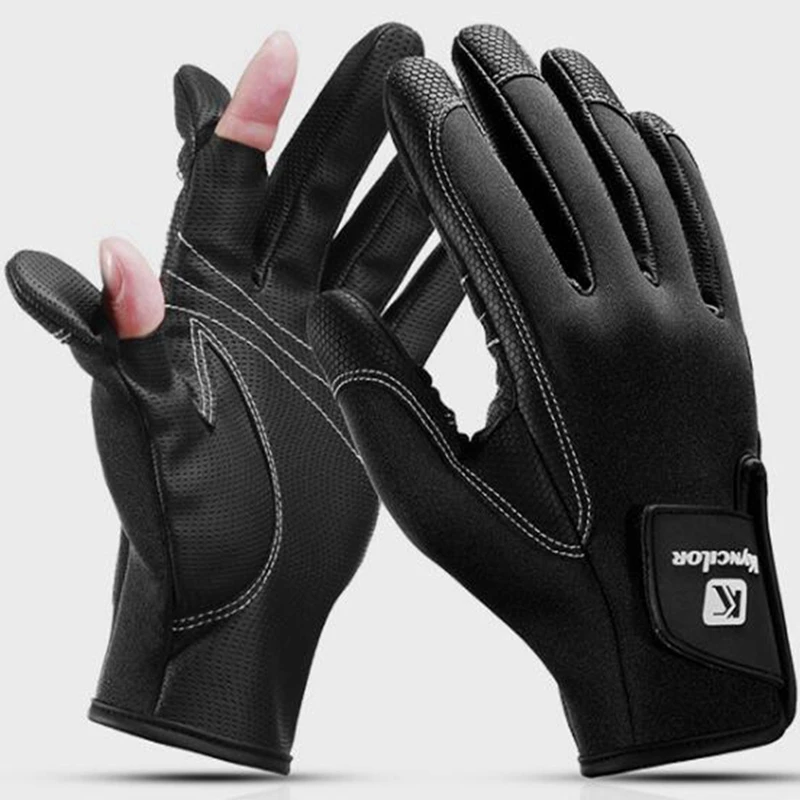 

Outdoor Cycling Winter Warm Thick Fishing Gloves 2 Finger Flip Fingerless Gloves Waterproof Touch Screen Anti-Slip Running Glove