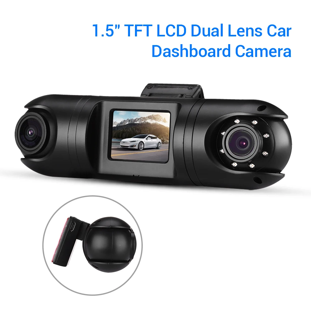 Автомобильный видеорегистратор Q10 поворотный HD WiFi двойной объектив 1 5 &quotЖК TFT 140 °