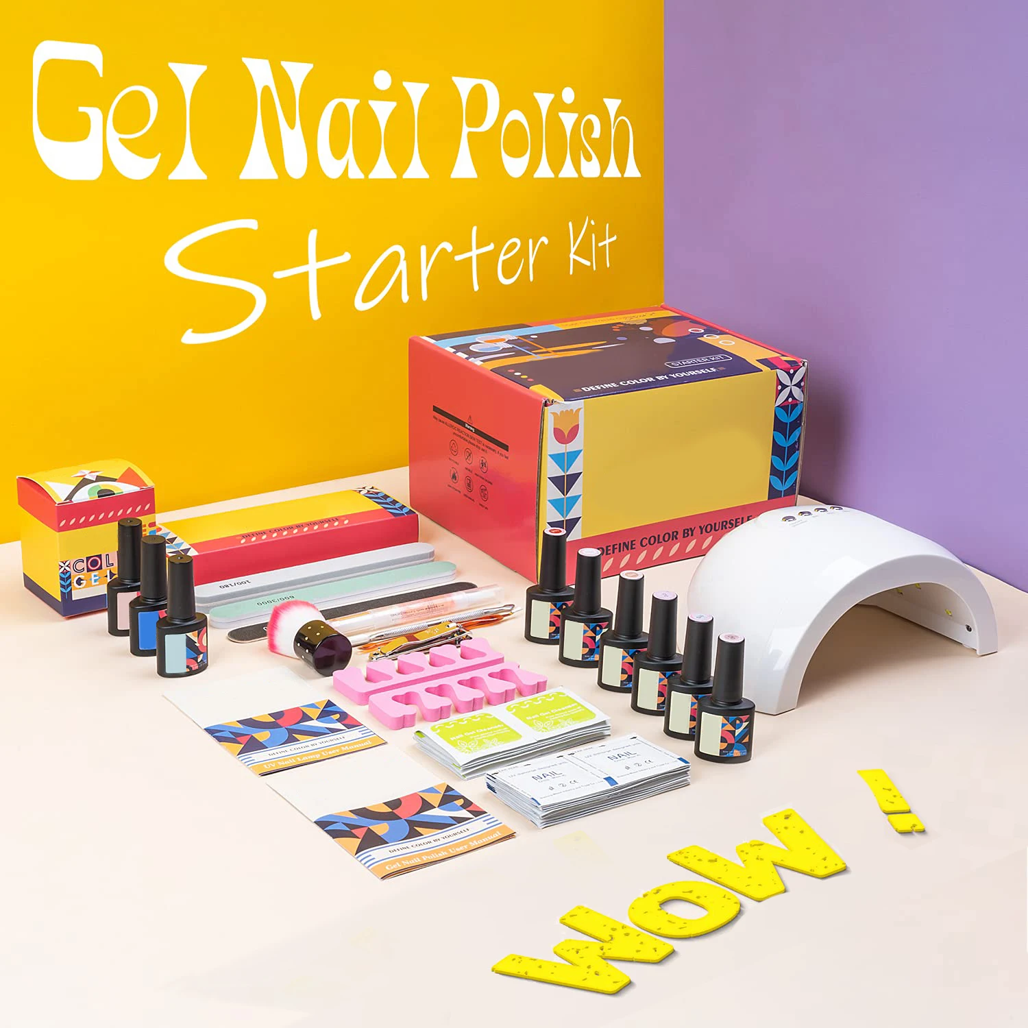 

Gel Nail Polish Starter Kit with UV Light - 48W UV/LED Nail Lamp,6 Pastel Color Gel Nail Polish Set All In One Manicure Tools