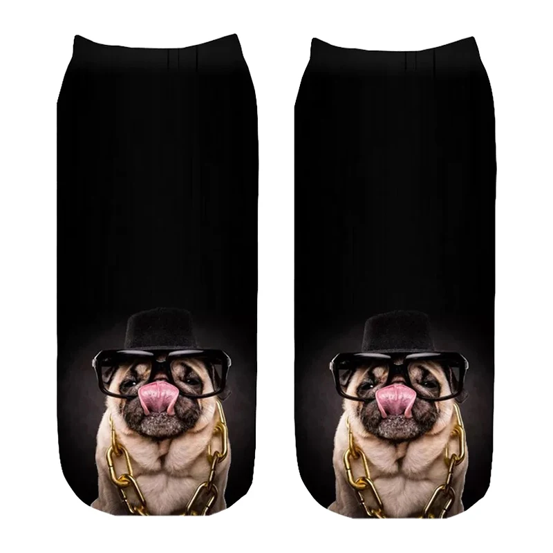 Hot Selling 3D Printing Women Socks Puppy Design Fashion Unisex Kawaii Dogs Corgi Bulldog Animal Low Ankle Kids Funny Sock