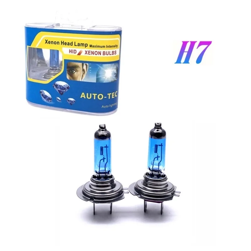 

10Pcs H7 12V 55W PX26D Car Halogen Headlight Bulbs High Quality Super Bright White Quartz Platinum Head Blue Tube Glass Lights