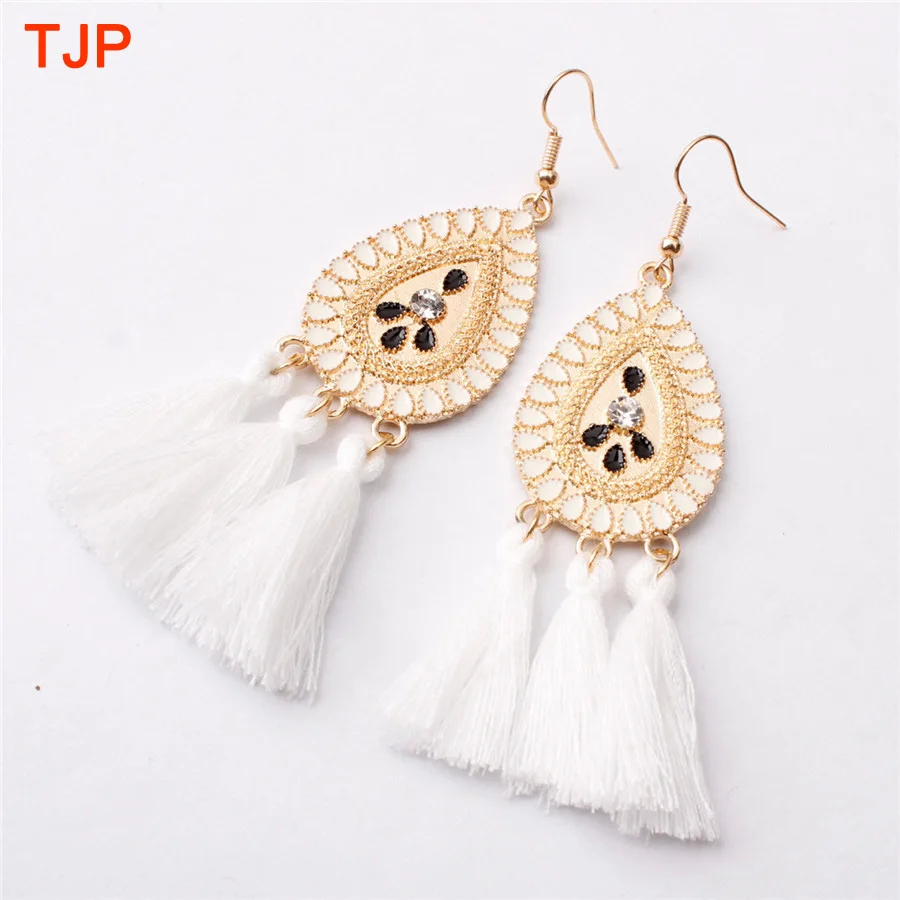 Женские серьги-кисточки в стиле ретро этническом богемном с цветами и